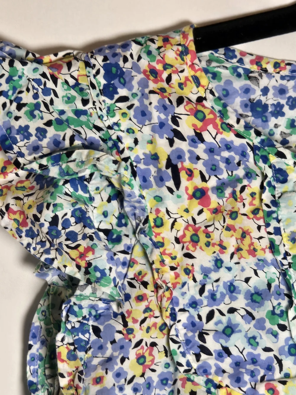 J. Crew Factory Multicolor Floral Tie-Front Flutter Sleeve Cotton Blouse Top, XL